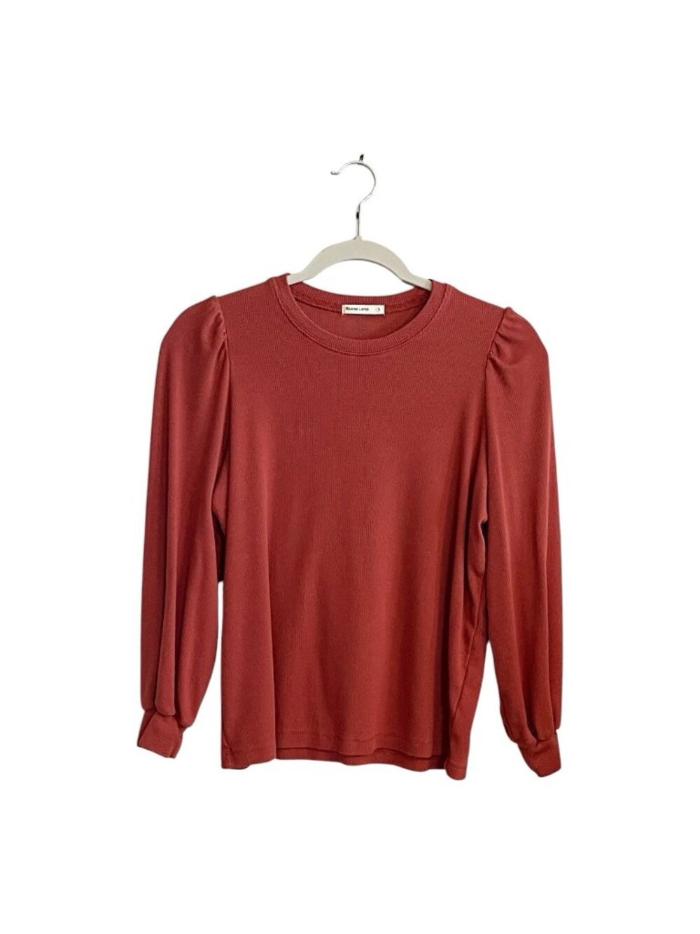 Marine Layer Lexi Rib Puff Sleeve Top Blouse Size Small - Picture 2 of 10
